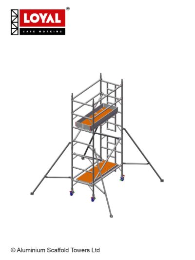 Aluminium Industrial Scaffold Tower Double Width 1.45m x 1.8m Long x 5.2m Working Height