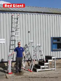Aluminium step ladders for indoor and outdoor access tasks